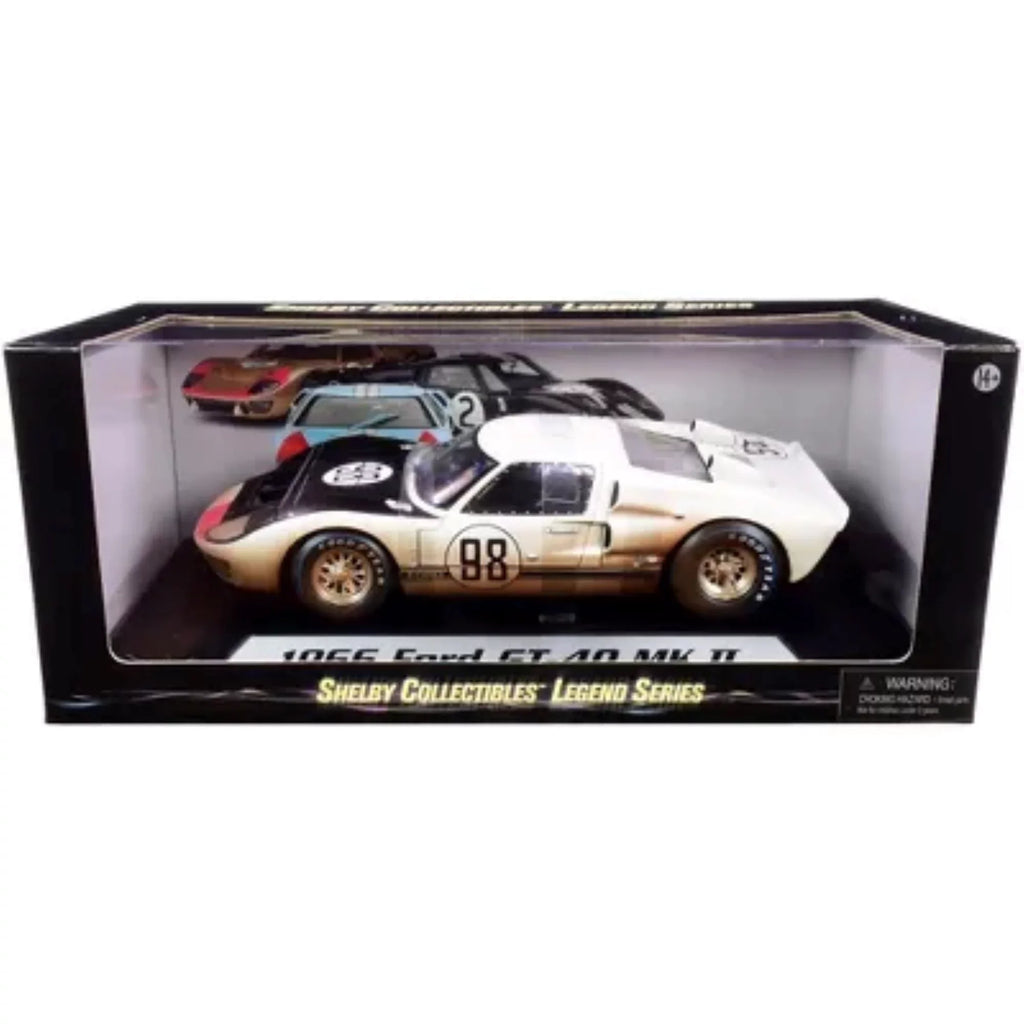 Hood After with Race 1/18 White Diecast II Model Version) 1966 by Car (Dirty GT-40 Collectibles #98 Black Shelby MK