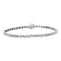 Set - Cttw I3 Color, 1.0 Alternating Round Diamond Miracle 7.25" and Set Link Silver Channel Baguette Clarity) Sterling (I-J wristband .925