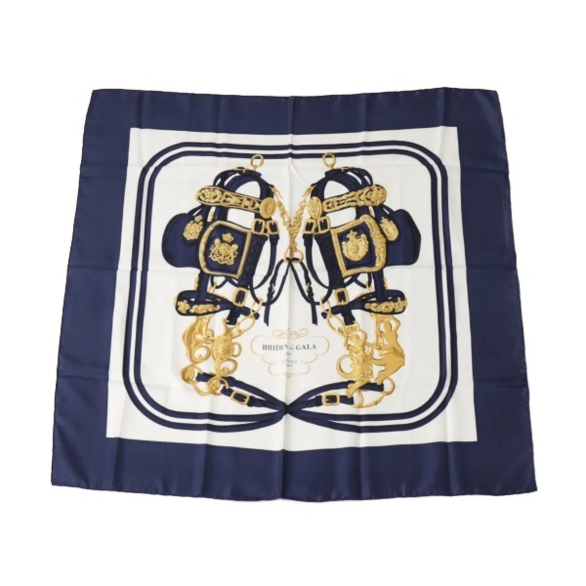 (Good) BRIDES de Hermes Blue Carre90 Scarf Pre-Owned GALA HERMES