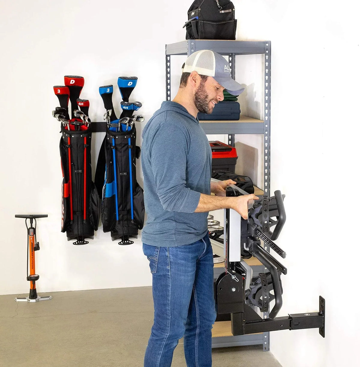 Trailer Bike Hanging Lbs Hitch (2 Rack Organizer, Wall Hitch Storeyourboard 175 Holds Inch) Max Receiver Cargo And Storage, Garage Mount,