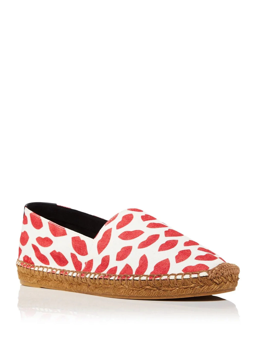 LAURENT Printed Espadrille SAINT On 36 Shoes Slip Red Bianco Lip Round Womens Logo Woven Toe Platform