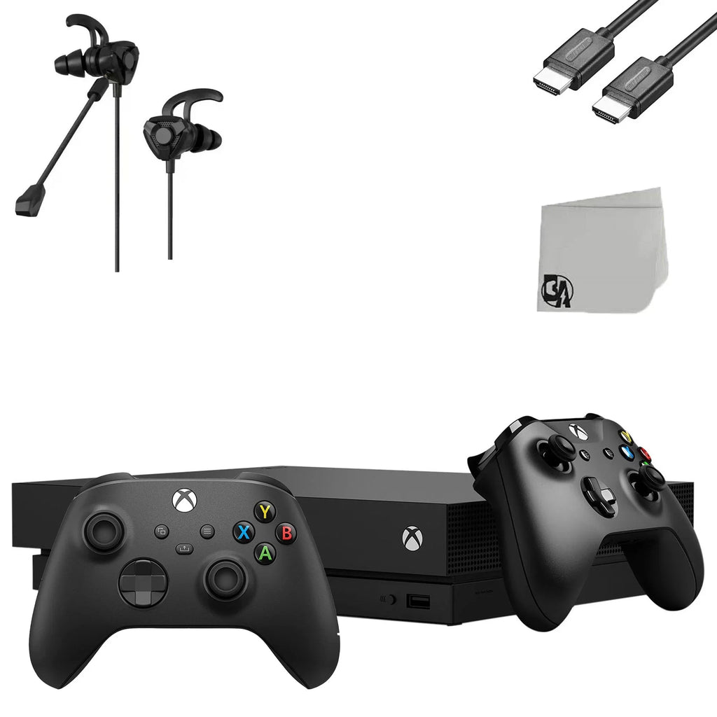 Gaming 1TB (Refurbished: Xbox Pre-Owned X AXTION BOLT Like With Controller Earbuds New) One With Black 2 Bundle Microphone + G9 Console
