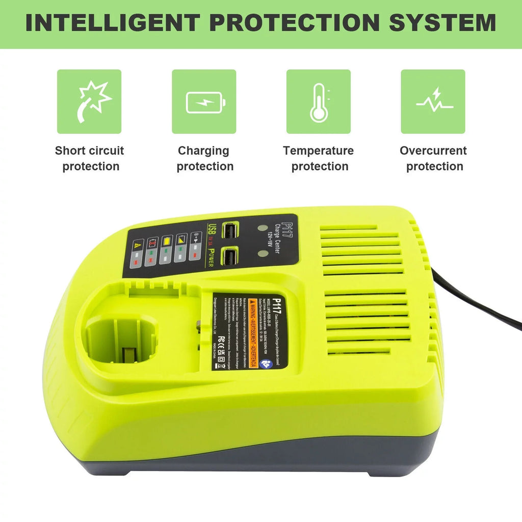 P107 P104 Li-ion P117 18V For US P108 P109 Ryobi Plug P103 Charger Battery Fast