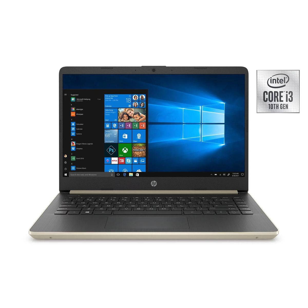 4GB 14-DQ1038wm HP i3-1005G1, (Refurbished) Gold, Restored SDRAM, SSD, Laptop, Core 128GB 14" Pale