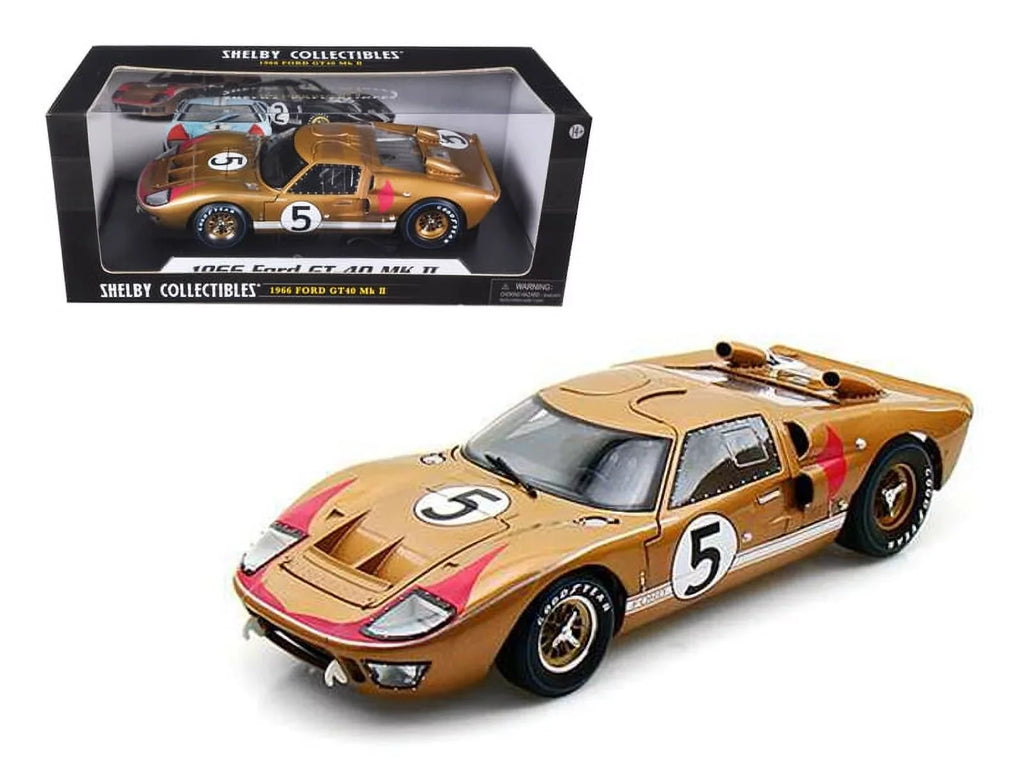 Shelby by Le MK II GT-40 Model Car #5 Mans 1966 1/18 Diecast Gold Collectibles