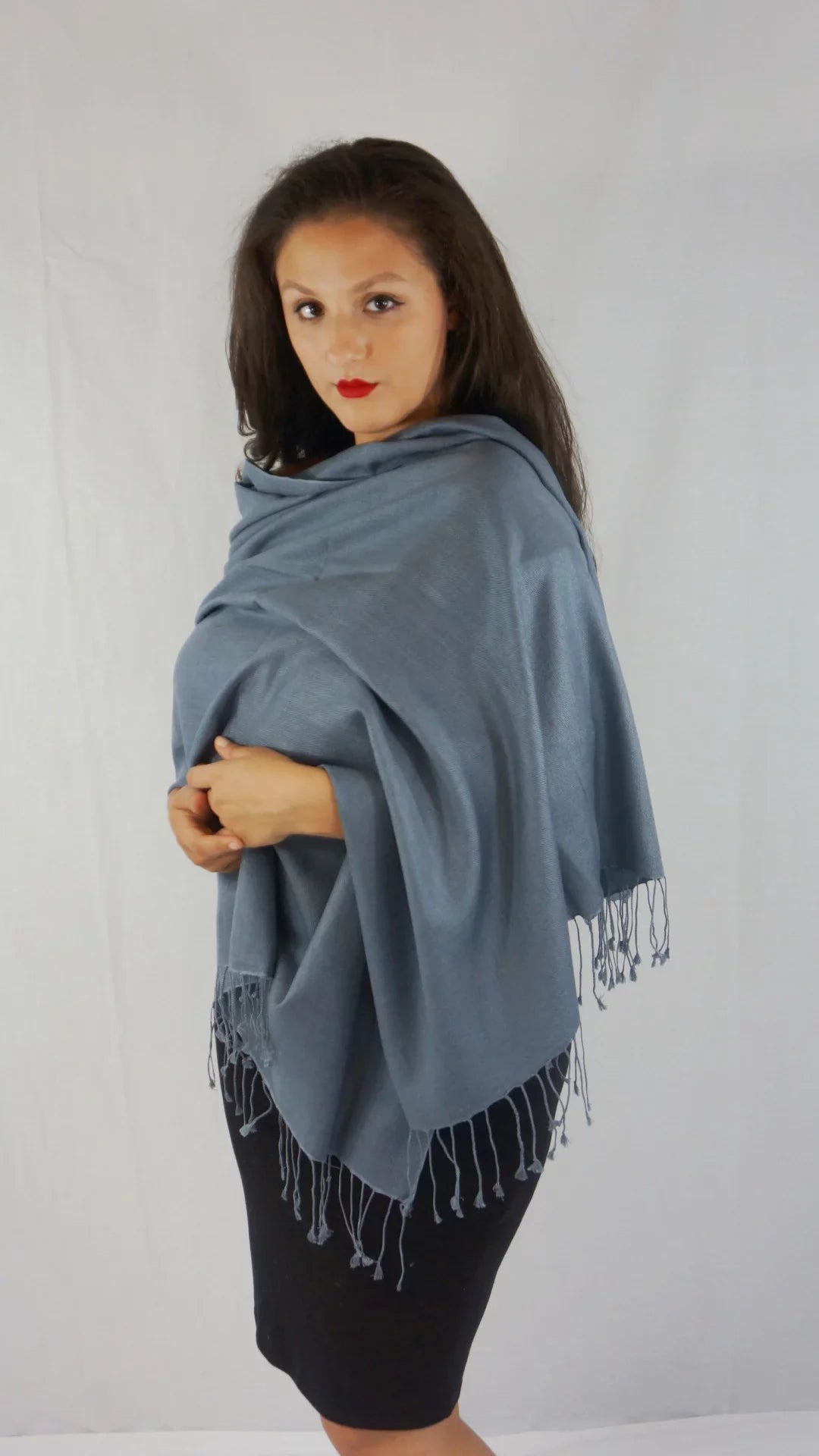 (Slate Shawl) Shawl/Shawls/Scarf/Scarves/Wrap/Stole/Muffler/Cape/Ruana/Blanket/Throw/Pashmina Shawl/Cashmere Grey Scarf/Wool/Silk Regular