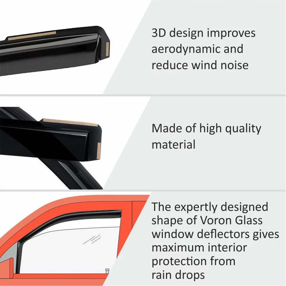 Voron Vent Deflectors, 4 Glass Rain Kia - Visors, Pieces Extra Guards Durable in-Channel Window Seltos 2021-2024, 200551 for Window