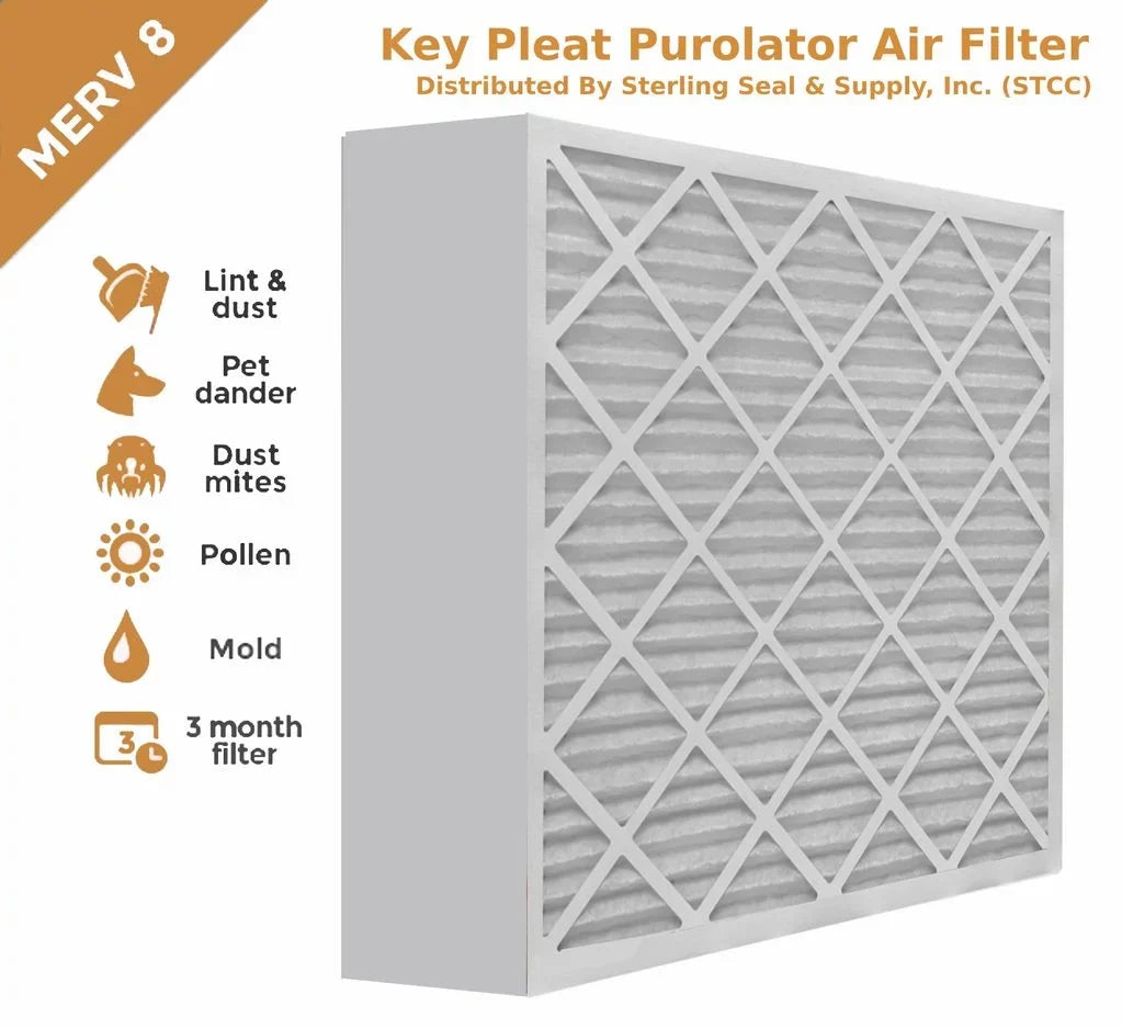 MERV 12x24x4 Purolator Pack) Air - Pleat Filter 8 Key (3
