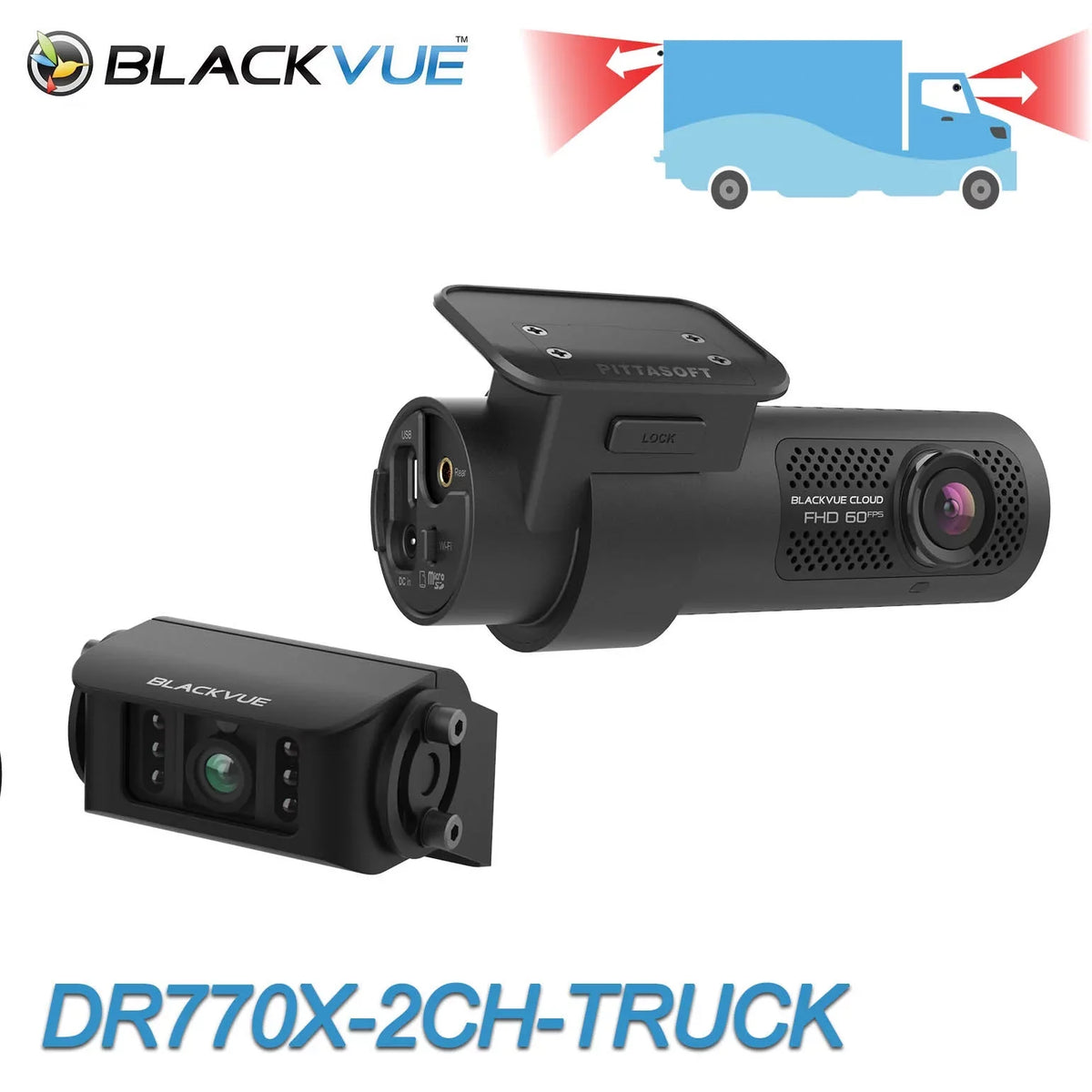 60FPS 128GB GPS Exterior Cam & DR770X-2CH-TRUCK Front BlackVue + Cloud-Ready Dash WiFi With | Waterproof 1080p Card