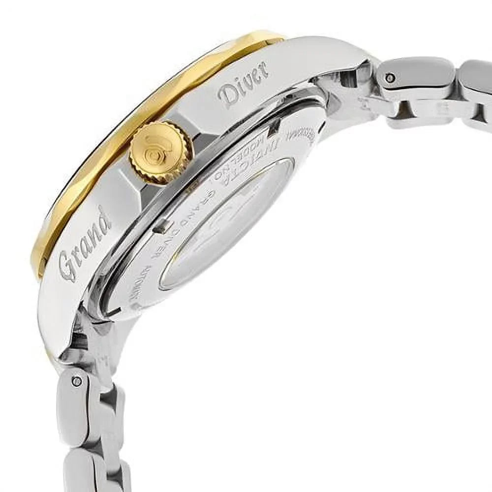 Two Automatic Tone Stainless Watch Textured Invicta Dial 13704 Steel Grand Men's White Diver