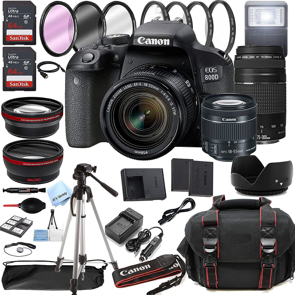 Zoom 128GB DSLR STM w/EF-S + 75-300mm Camera Bundle + F/4-5.6 Tripod Case 800D T7i + Lens Memory 18-55mm 38pc Rebel + Lens III Canon Filters is EOS F/4-5.6 +
