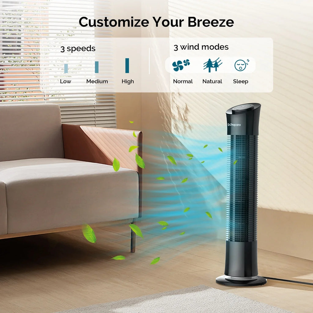 Fans Oscillation Prepare Floor Speeds/7.5h w/Remote/3 for Tower 30’’ Home/Office Dr. Fan，Portable Stand Timer