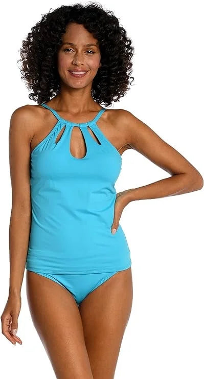 Tankini Goddess La Top High Island Women's Keyhole Swimsuit Blanca Neck