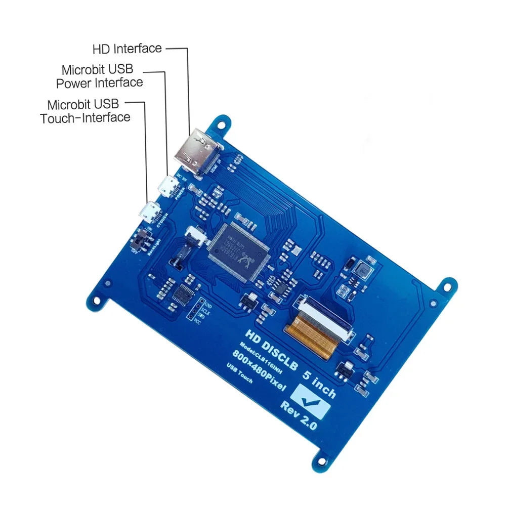 800*480 Pi Resolution Raspberry Inch Compatible with Tool Andoer 5 Touchscreen Capacitive with Portable Interface Small Display USB