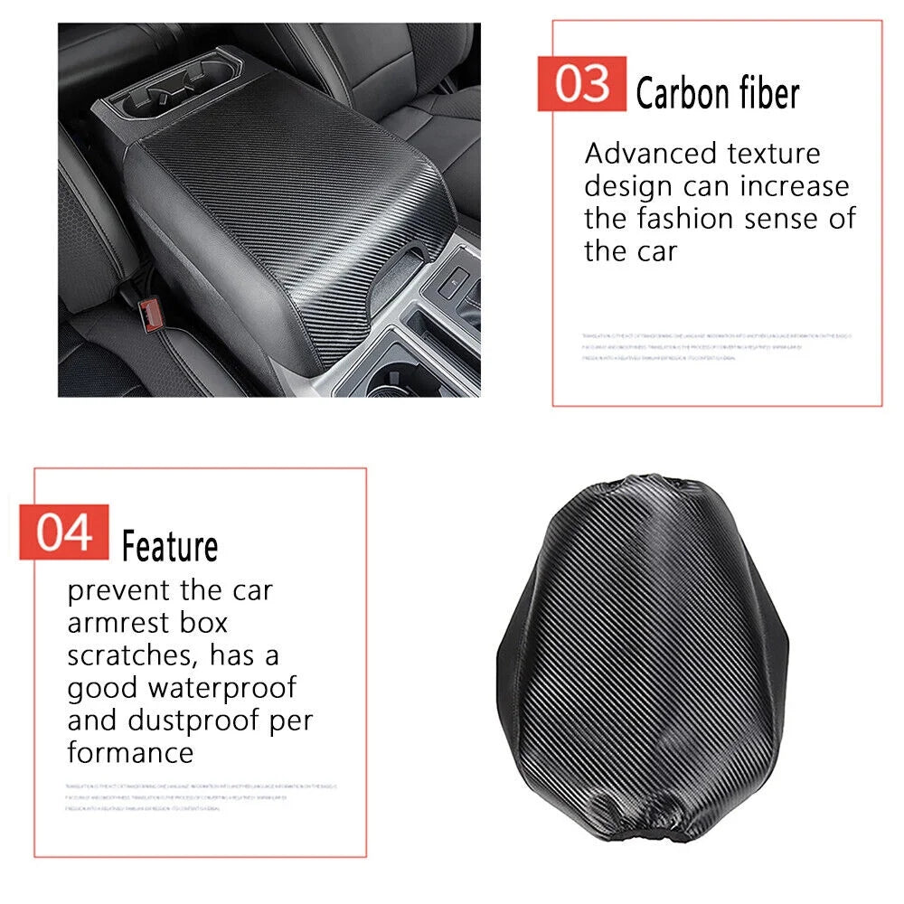F150 Cover Leather Console Center Pad Protector Carbon Armrest Teledu