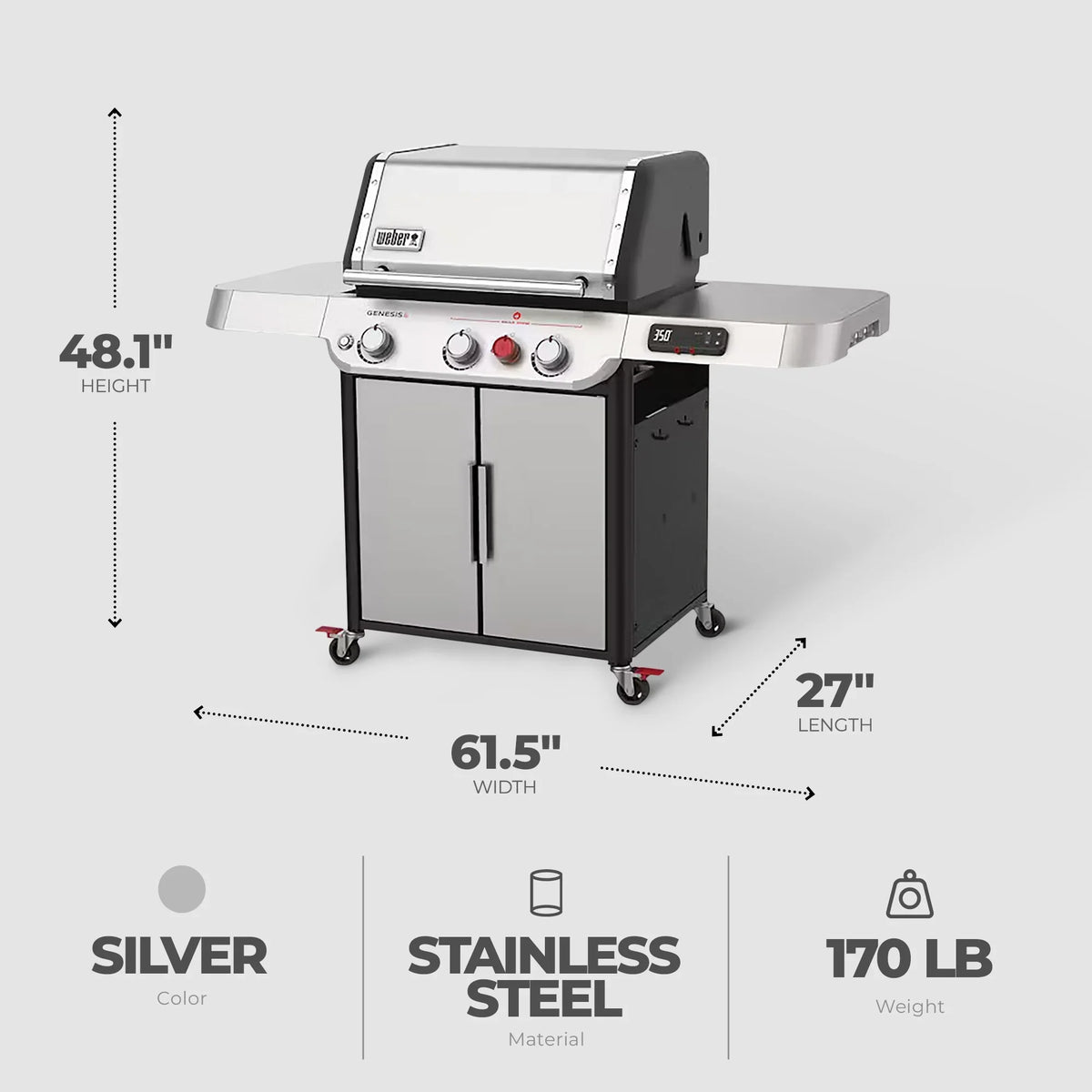 SX-325s with Stainless Propane Steel Smart in 3-Burner Connect Smart Technology Grill Grilling Weber Genesis Gas