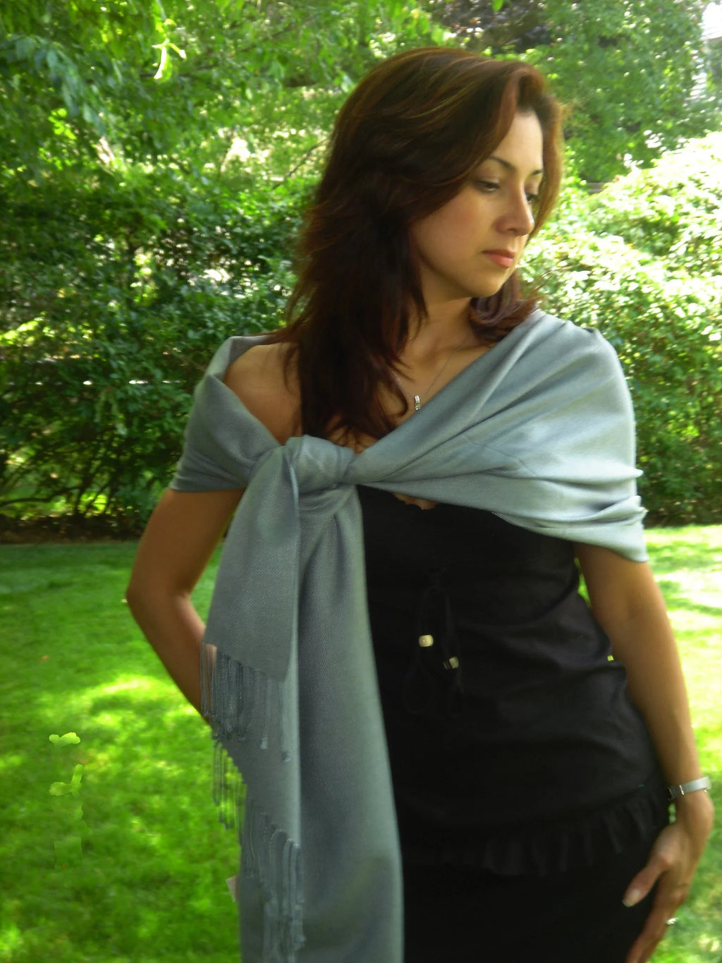 (Slate Shawl) Shawl/Shawls/Scarf/Scarves/Wrap/Stole/Muffler/Cape/Ruana/Blanket/Throw/Pashmina Shawl/Cashmere Grey Scarf/Wool/Silk Regular