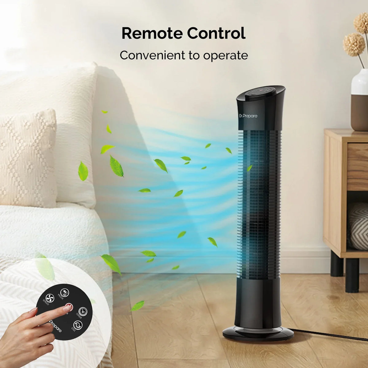 Fans Oscillation Prepare Floor Speeds/7.5h w/Remote/3 for Tower 30’’ Home/Office Dr. Fan，Portable Stand Timer