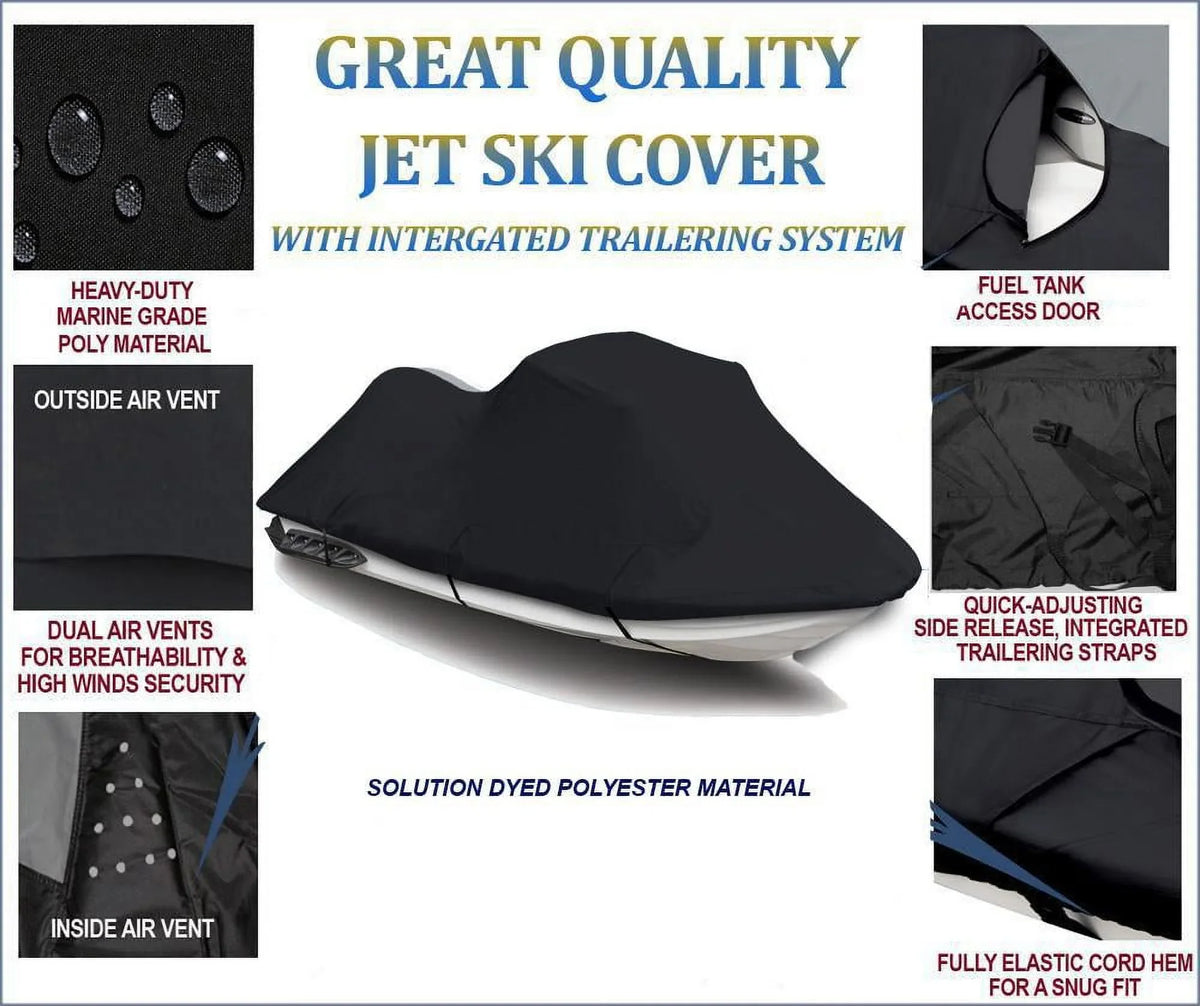 Compatible for PWC Waverunner 2015 BLACK Jetski Jet Yamaha Cover VXS JetSki Ski 600 2016 DENIER Cover