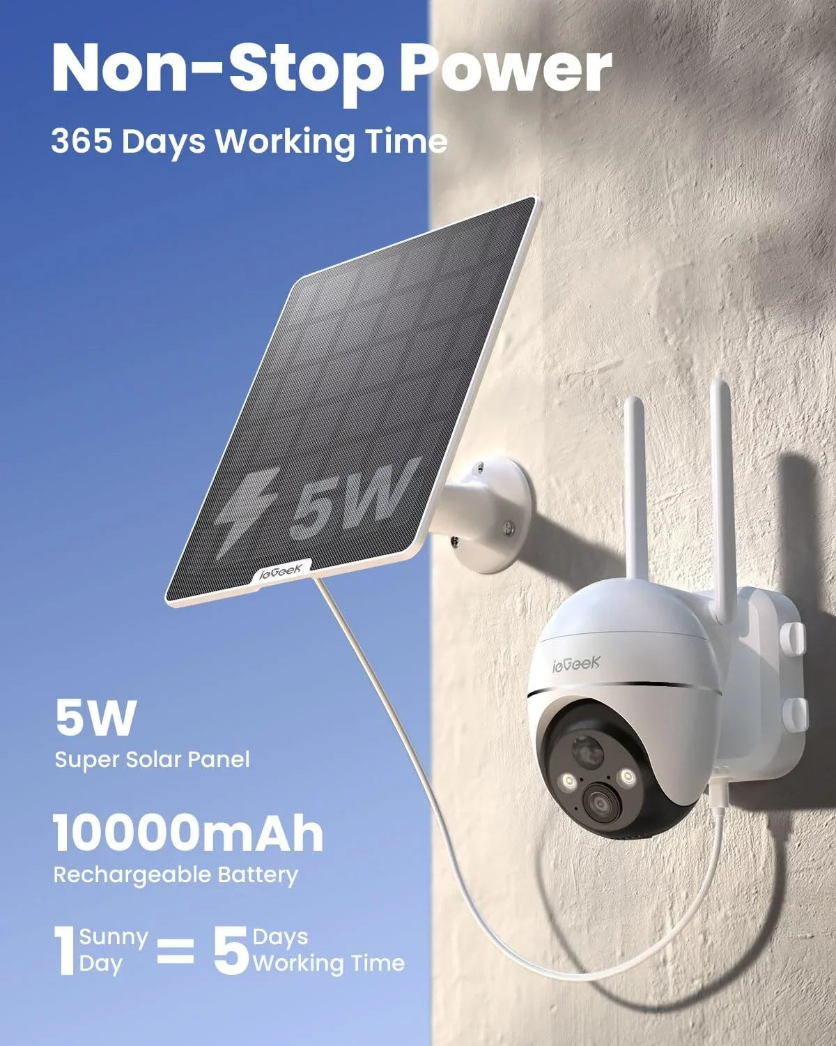 WiFi Wireless, Powered, Camera, Included Card 3G/4G Cellular QHD, SD Solar No PTZ, Night LTE 2K Color Vision, Surveillance 360° SIM&64GB Camera Outdoor, Security