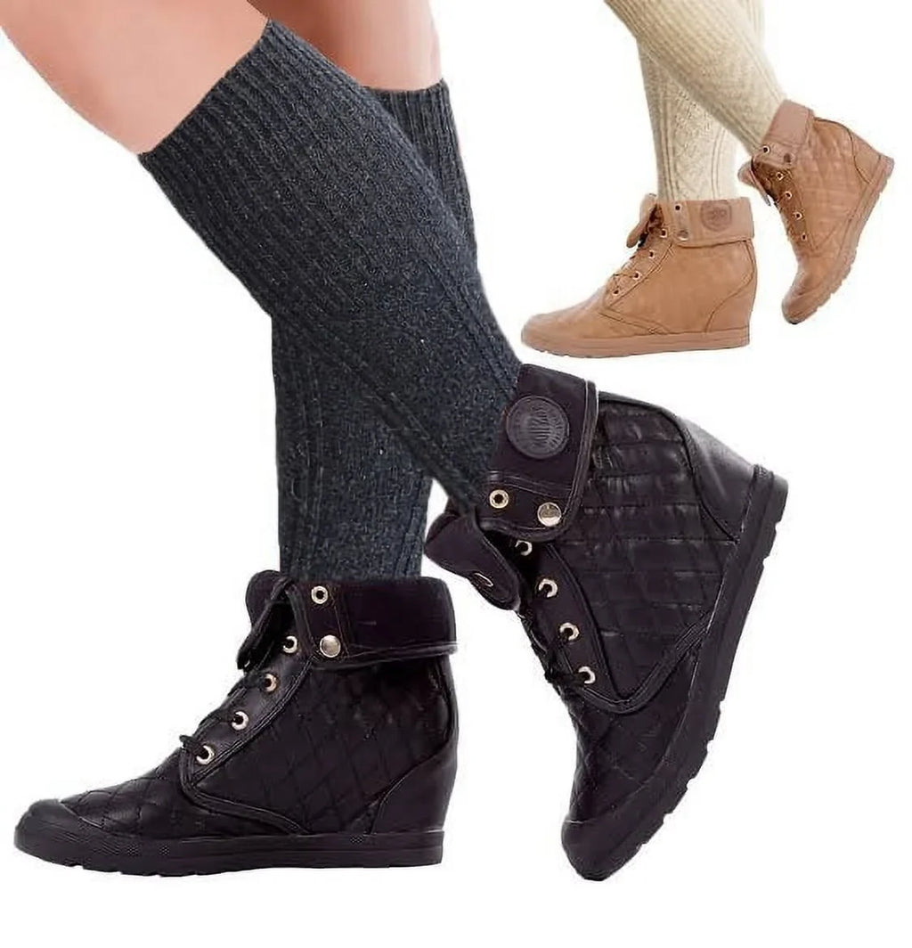 Socks 6 Boot Pairs Women Knee Cable sumona tone two High Winter Knit