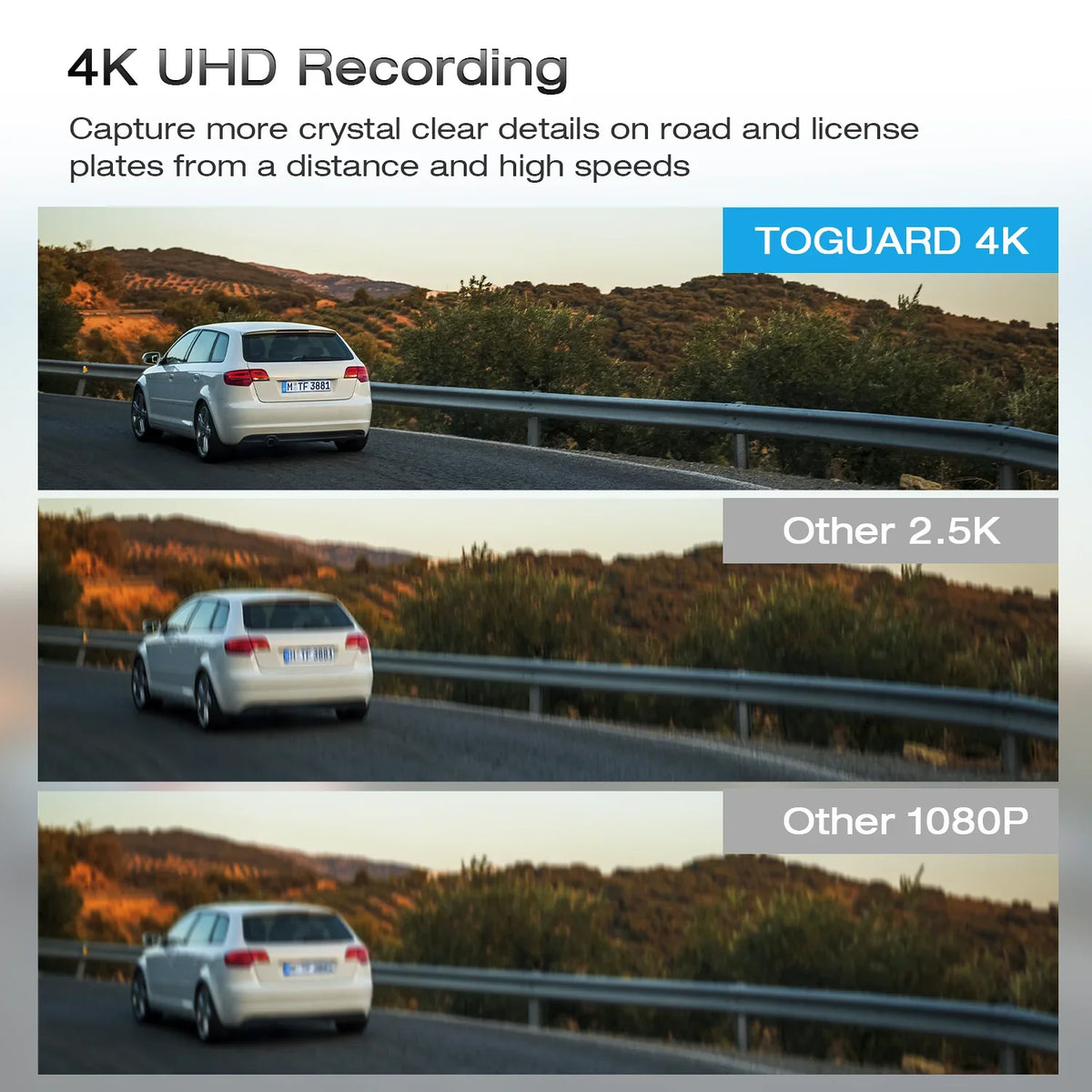TOGUARD Mirror GPS 12" Monitoring, Rear Dash Touch Parking Cam, Camera, View Assist, Screen Rear Front 4K+1080P and Parking