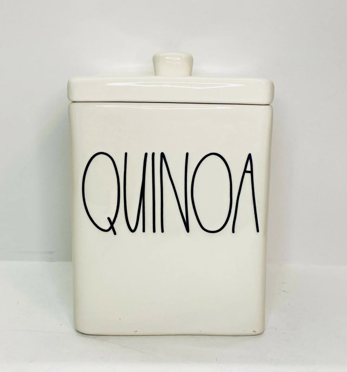 Square Ceramic Lid QUINOA by Rae Dunn Magenta with Canister LL Letter
