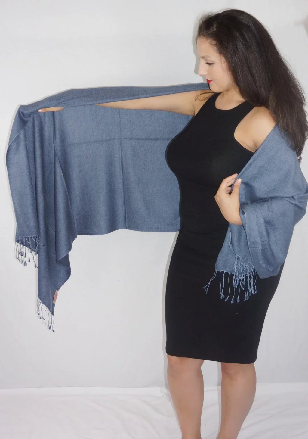 (Slate Shawl) Shawl/Shawls/Scarf/Scarves/Wrap/Stole/Muffler/Cape/Ruana/Blanket/Throw/Pashmina Shawl/Cashmere Grey Scarf/Wool/Silk Regular