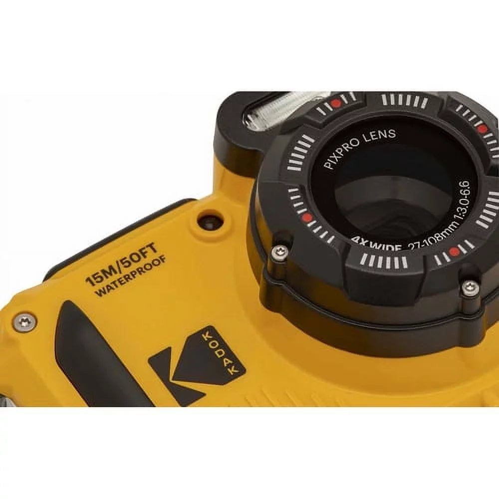 WPZ2 Optical 4X 2.7" Rugged Yellow PIXPRO Camera Digital 16MP Open Kodak Box LCD Full Zoom Video, Waterproof HD