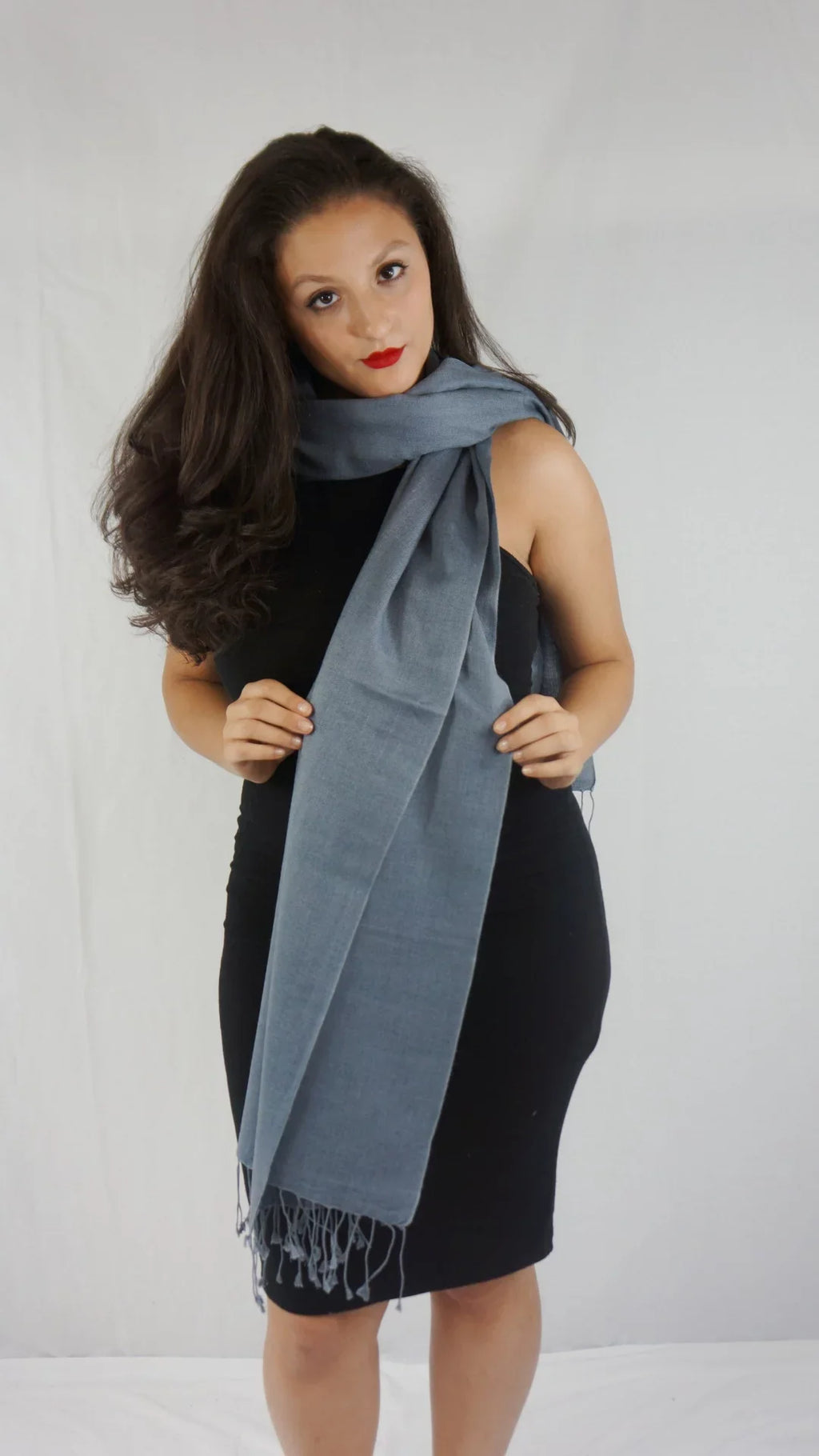 (Slate Shawl) Shawl/Shawls/Scarf/Scarves/Wrap/Stole/Muffler/Cape/Ruana/Blanket/Throw/Pashmina Shawl/Cashmere Grey Scarf/Wool/Silk Regular