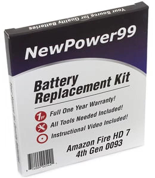 Kit Replacement 0093 Battery Battery Generation Extended Year HD Full Amazon and Warranty Life with Tools, Instructions, 4th Fire One Video 7"