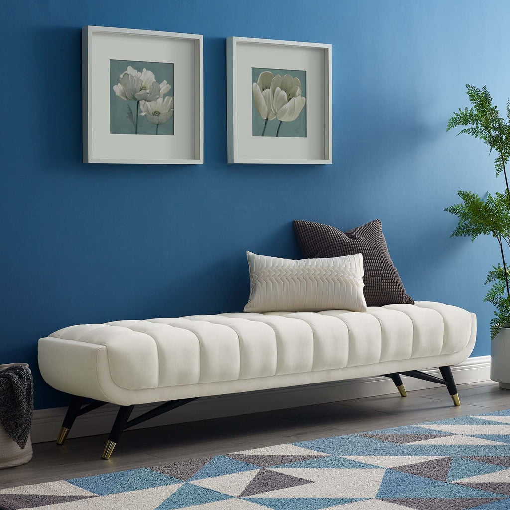 Ivory Adept Modway Velvet in Performance Bench