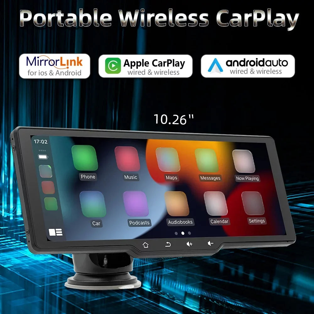 language ammoon Car Player Video Camera Wireless Recorder, Multi CarPlay Portable Car Camcorder, Car Auto with Support