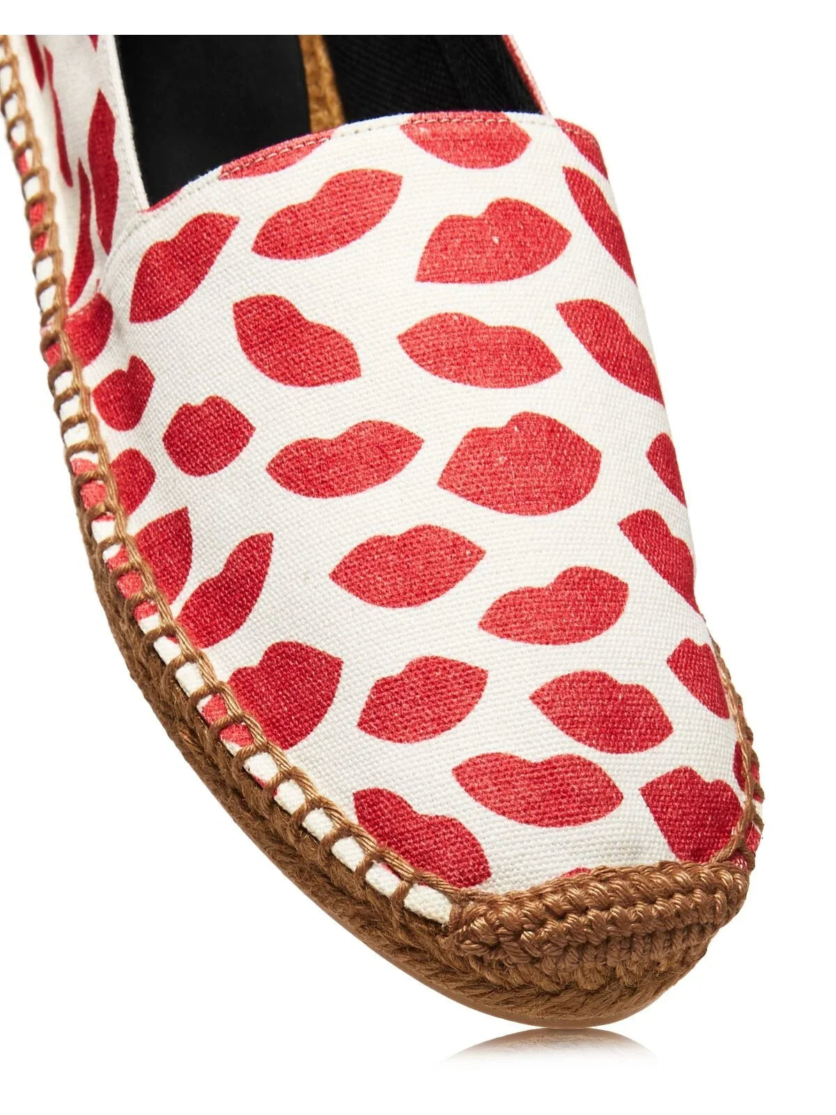 LAURENT Printed Espadrille SAINT On 36 Shoes Slip Red Bianco Lip Round Womens Logo Woven Toe Platform