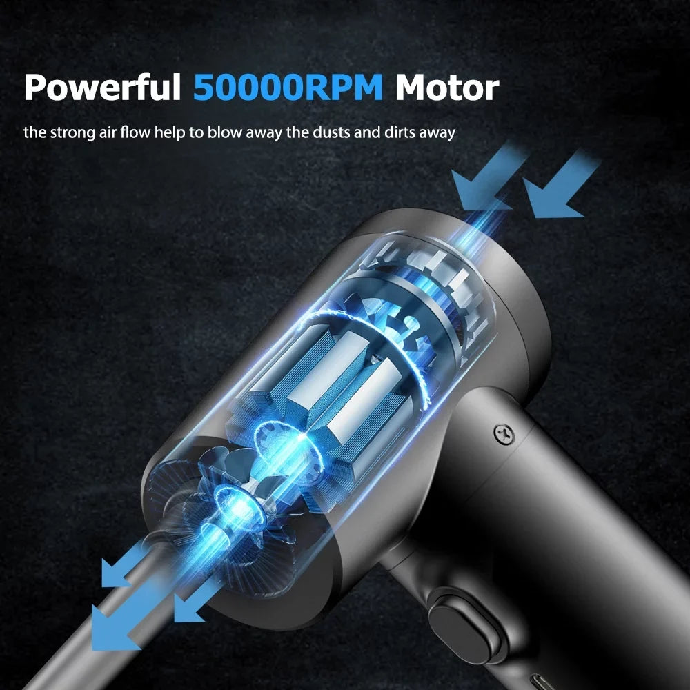Duster, 6000mAh Cordless 50000RPM LED Blower Portable Compressed Computer for with Air Air Charge Fast Light, Keyboard Electric Air Duster Rechargeable