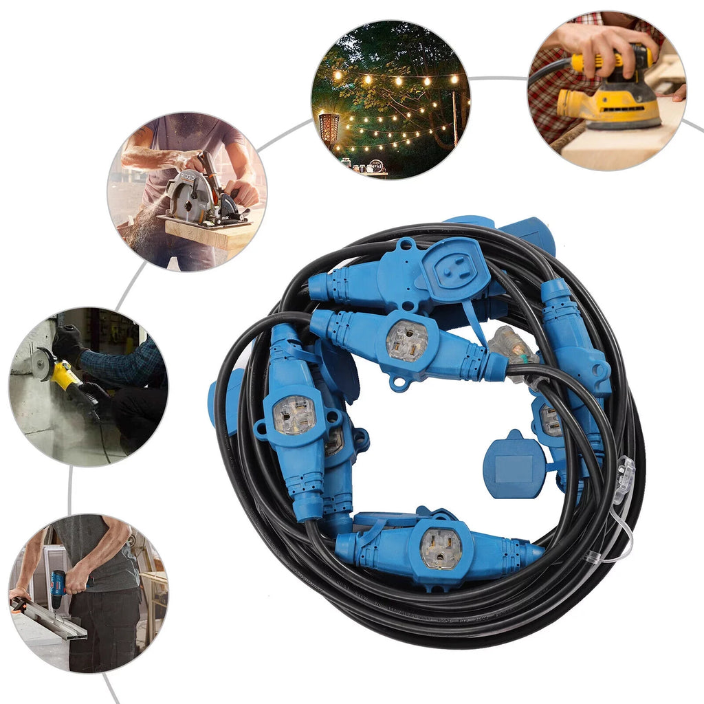 Outdoor 50 Extension 12 50FT Feet Power Outlet Cable Multiple Eleven Gauge Cord,