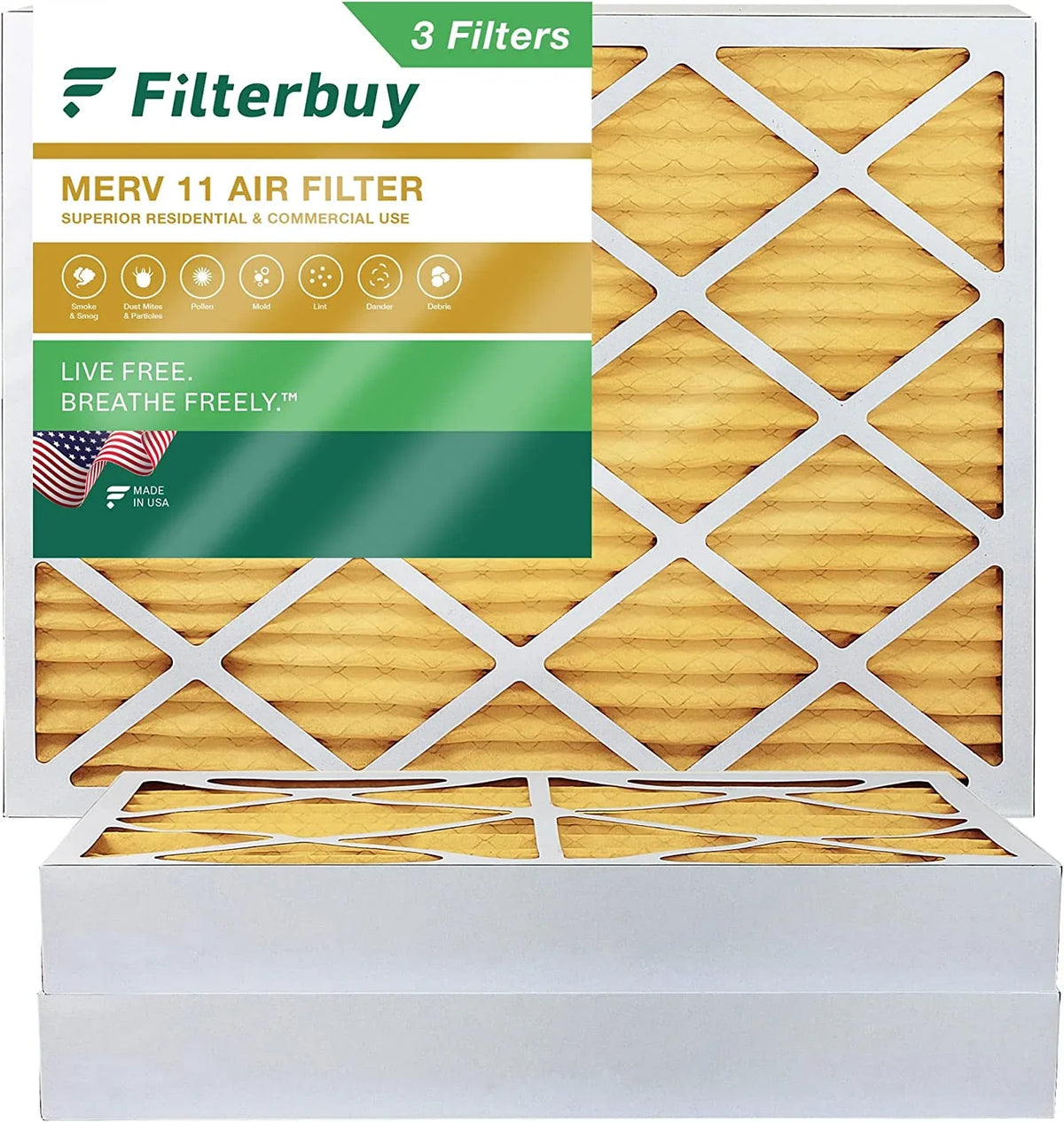 Filters Air AC 11 Filterbuy 10x16x4 Furnace (3-Pack) MERV HVAC Pleated