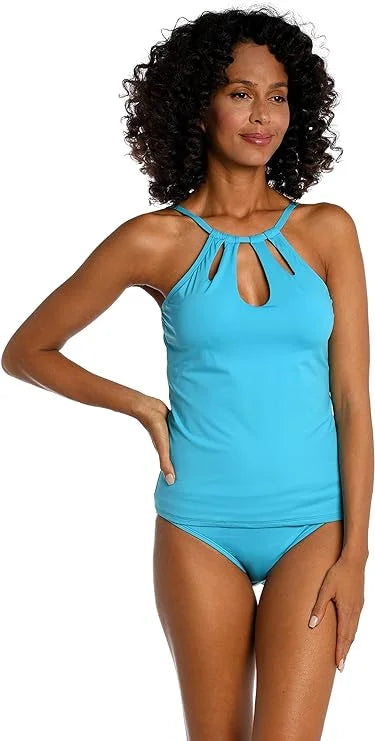 Tankini Goddess La Top High Island Women's Keyhole Swimsuit Blanca Neck