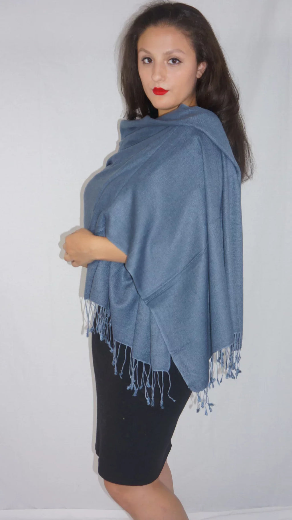 (Slate Shawl) Shawl/Shawls/Scarf/Scarves/Wrap/Stole/Muffler/Cape/Ruana/Blanket/Throw/Pashmina Shawl/Cashmere Grey Scarf/Wool/Silk Regular