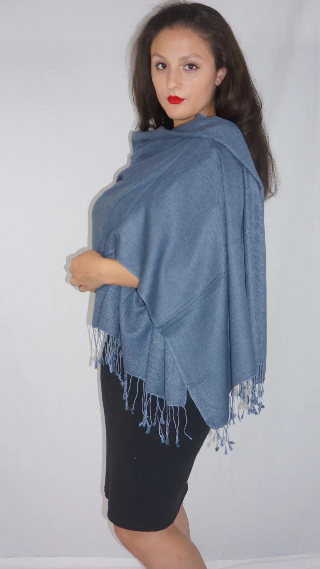 (Slate Shawl) Shawl/Shawls/Scarf/Scarves/Wrap/Stole/Muffler/Cape/Ruana/Blanket/Throw/Pashmina Shawl/Cashmere Grey Scarf/Wool/Silk Regular