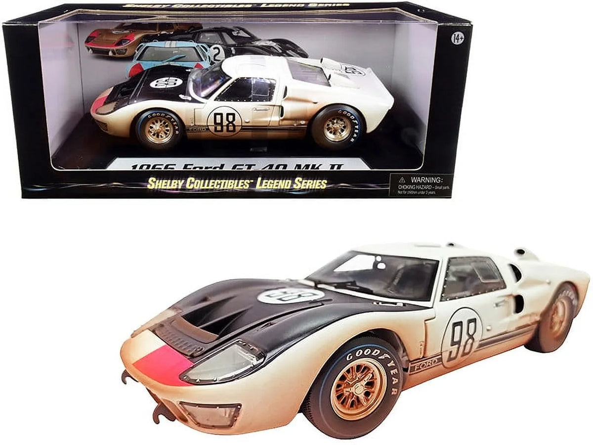 Hood After with Race 1/18 White Diecast II Model Version) 1966 by Car (Dirty GT-40 Collectibles #98 Black Shelby MK