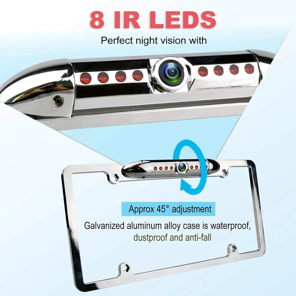 with Wide Angle Slim Universal HD Plate Chrome License Viewing Camera