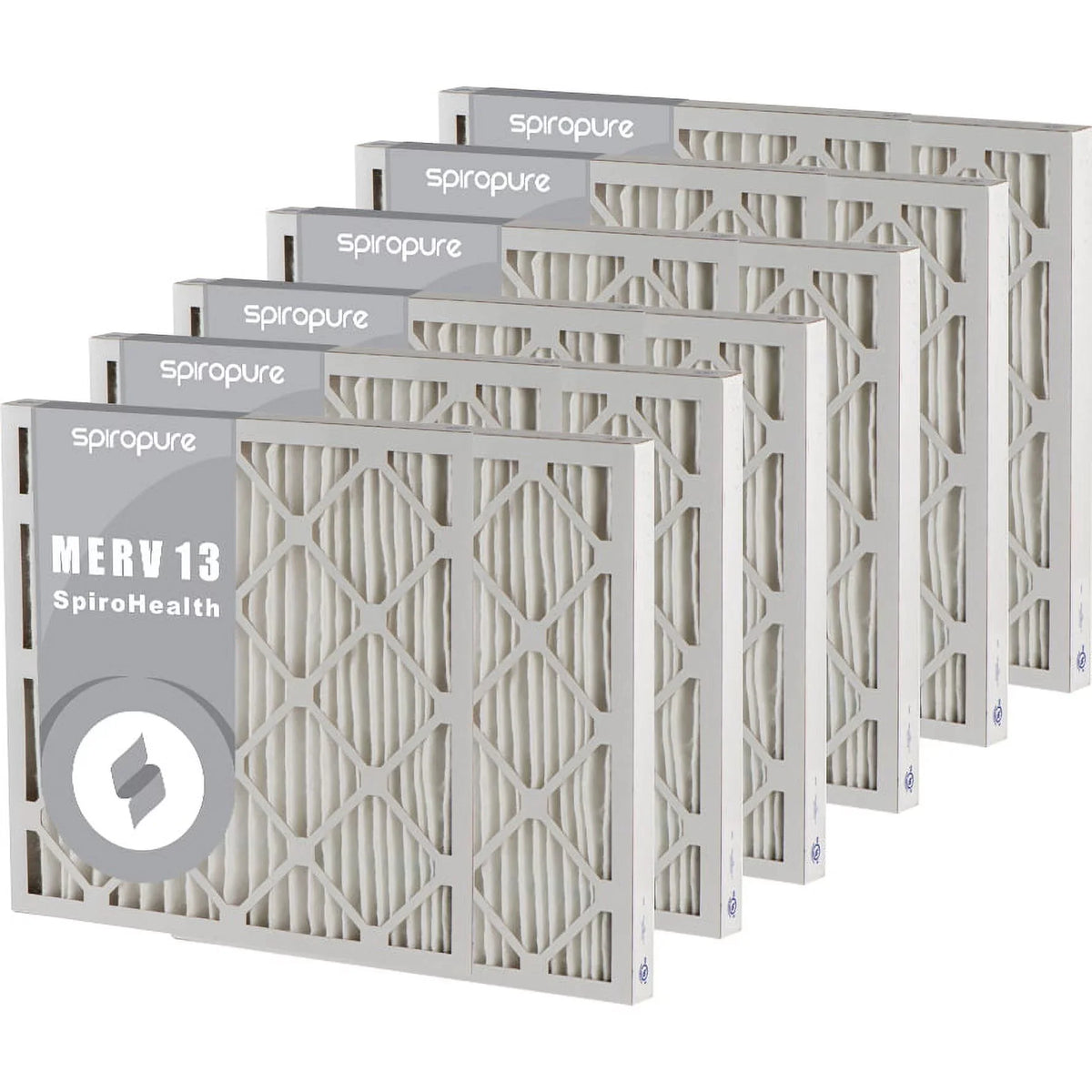 MERV Air SpiroPure Pleated (6 Filter - Filters 13 in Made USA Pack) 18x32x2