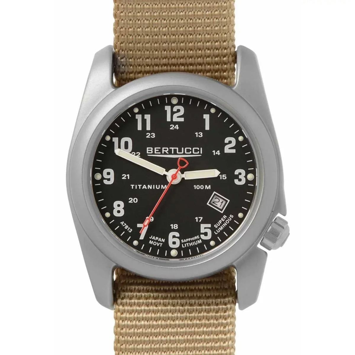 Nylon Original Mens Dial Black A-2T Analog Classic Beige - Watch Strap 12724 Titanium - -