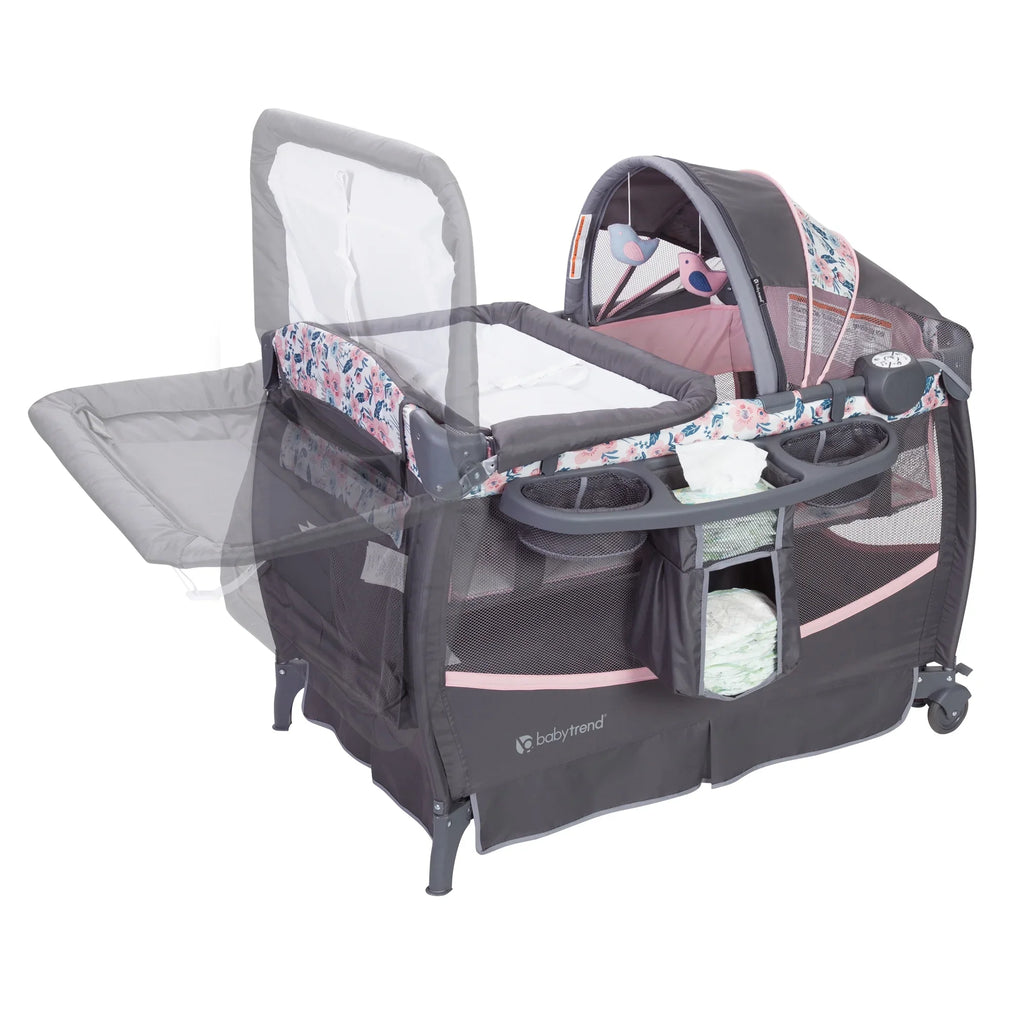 Playard Nursery Bag Center – Bluebell Pink Deluxe Trend Travel II with Baby