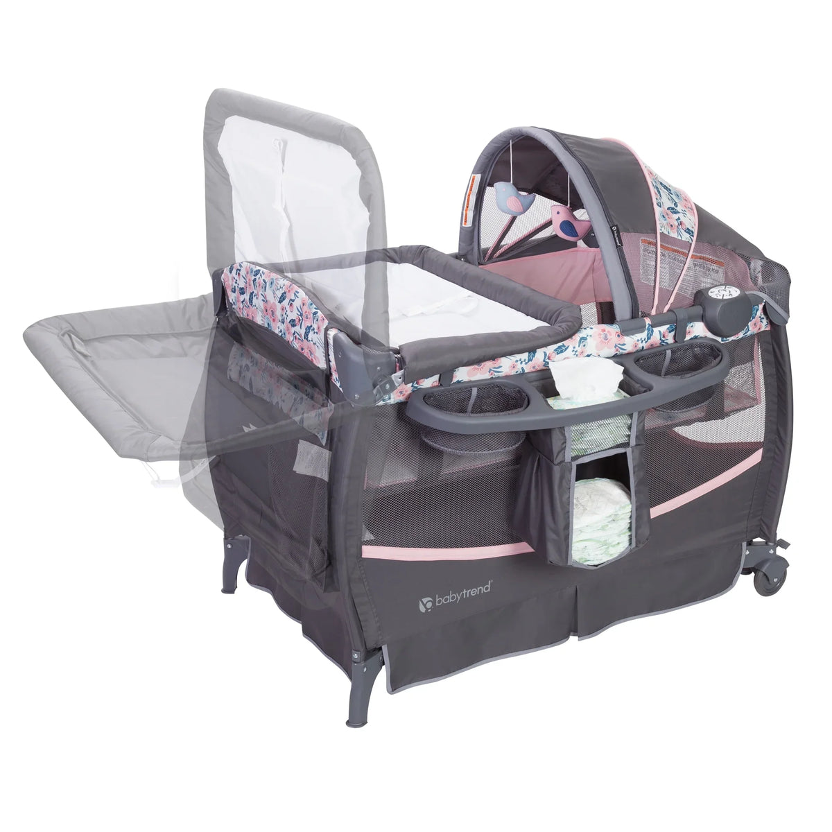 Playard Nursery Bag Center – Bluebell Pink Deluxe Trend Travel II with Baby