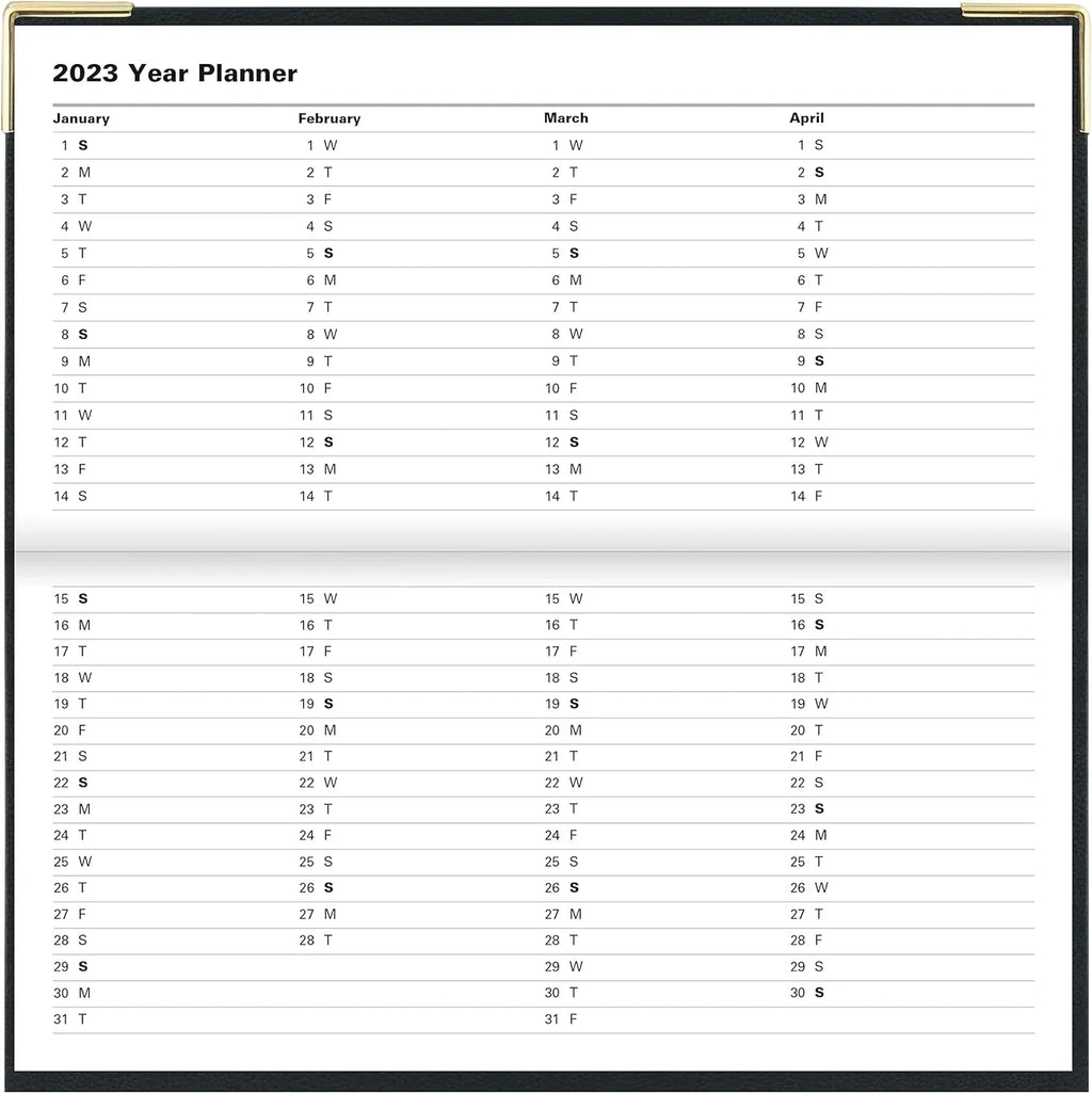 Landscape Months Slim 13 Month Per 2023 2024, Page, Per Diary Planner, Daily Jan (Black) London - Of 3 5/8" 12S Page, 1/4" 6 Classic Day Jan 2023