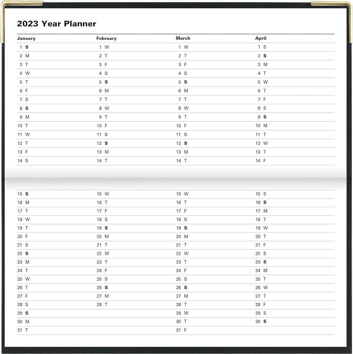 Landscape Months Slim 13 Month Per 2023 2024, Page, Per Diary Planner, Daily Jan (Black) London - Of 3 5/8" 12S Page, 1/4" 6 Classic Day Jan 2023