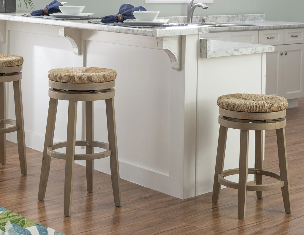 Morgan with Bar Natural Backless with Swivel, Rush 31.5" Natural Stool