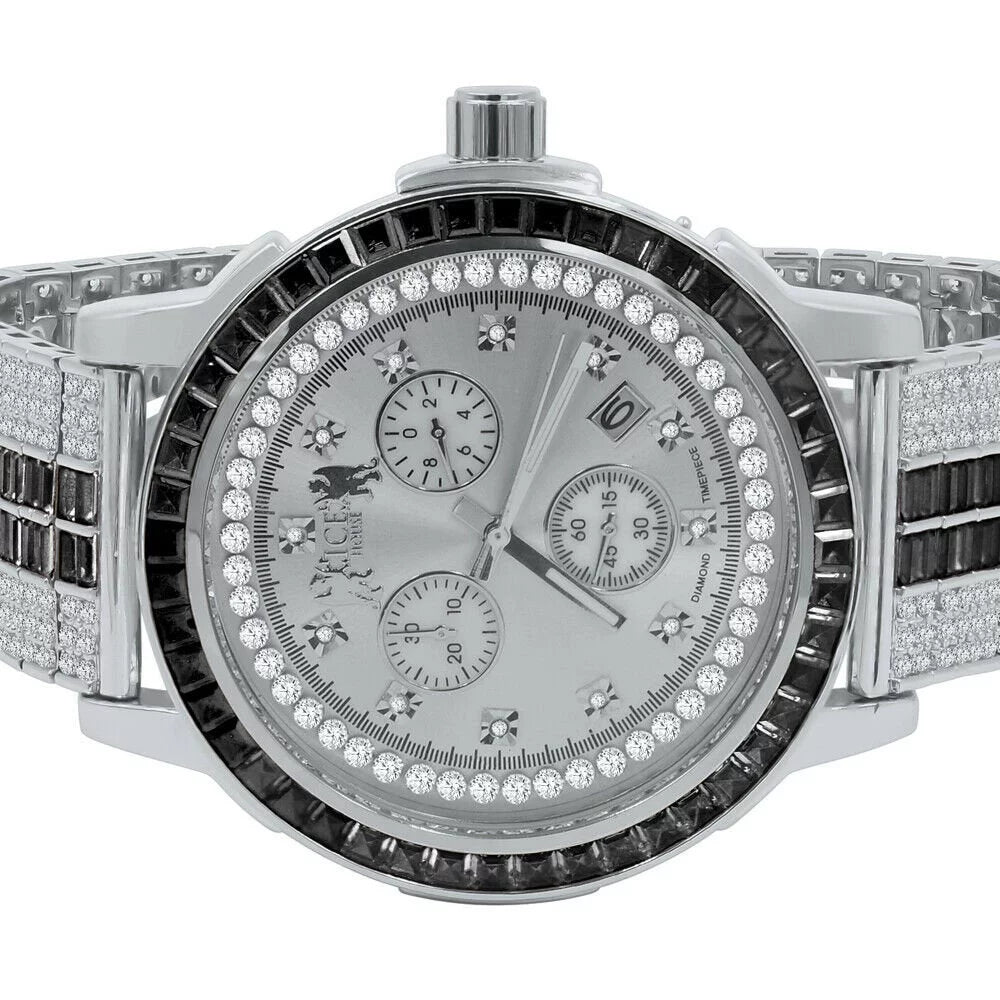Steel Onyx Real Exclusive Tone 18K Diamond Gold Dial Watch Mens Black Bezel Custom Custom Band Solid